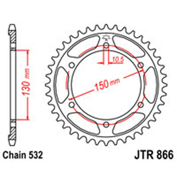 JT JT Rear Sprockets R/W 866-38T YAM (863)